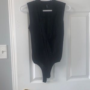 Plunging V Black Bodysuit